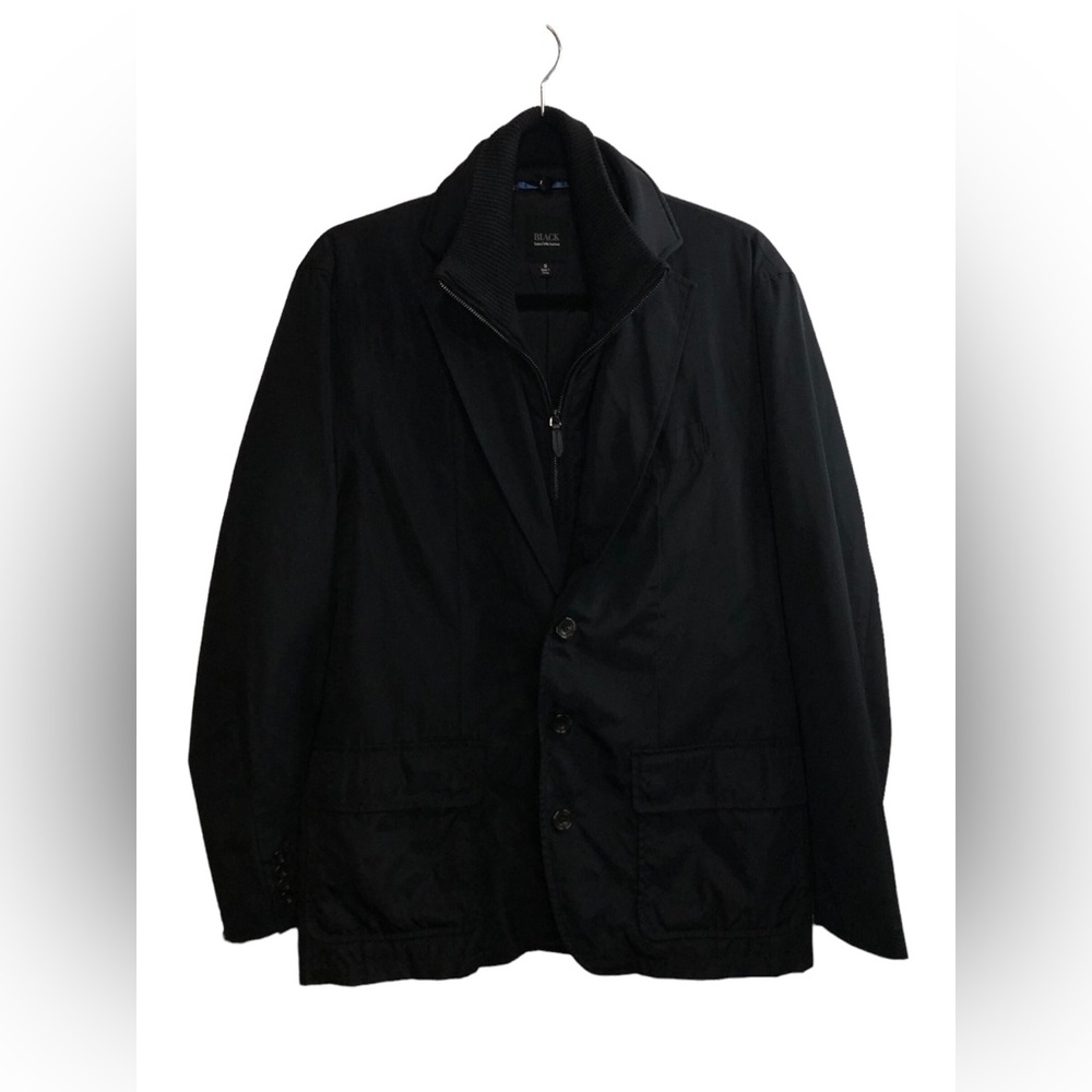 Black Saks Fifth Avenue Water Repellent Blazer Coat Jacket Mens Small Workwear - Picture 3 of 14